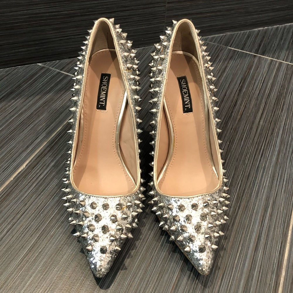 Spiky Silver Pumps